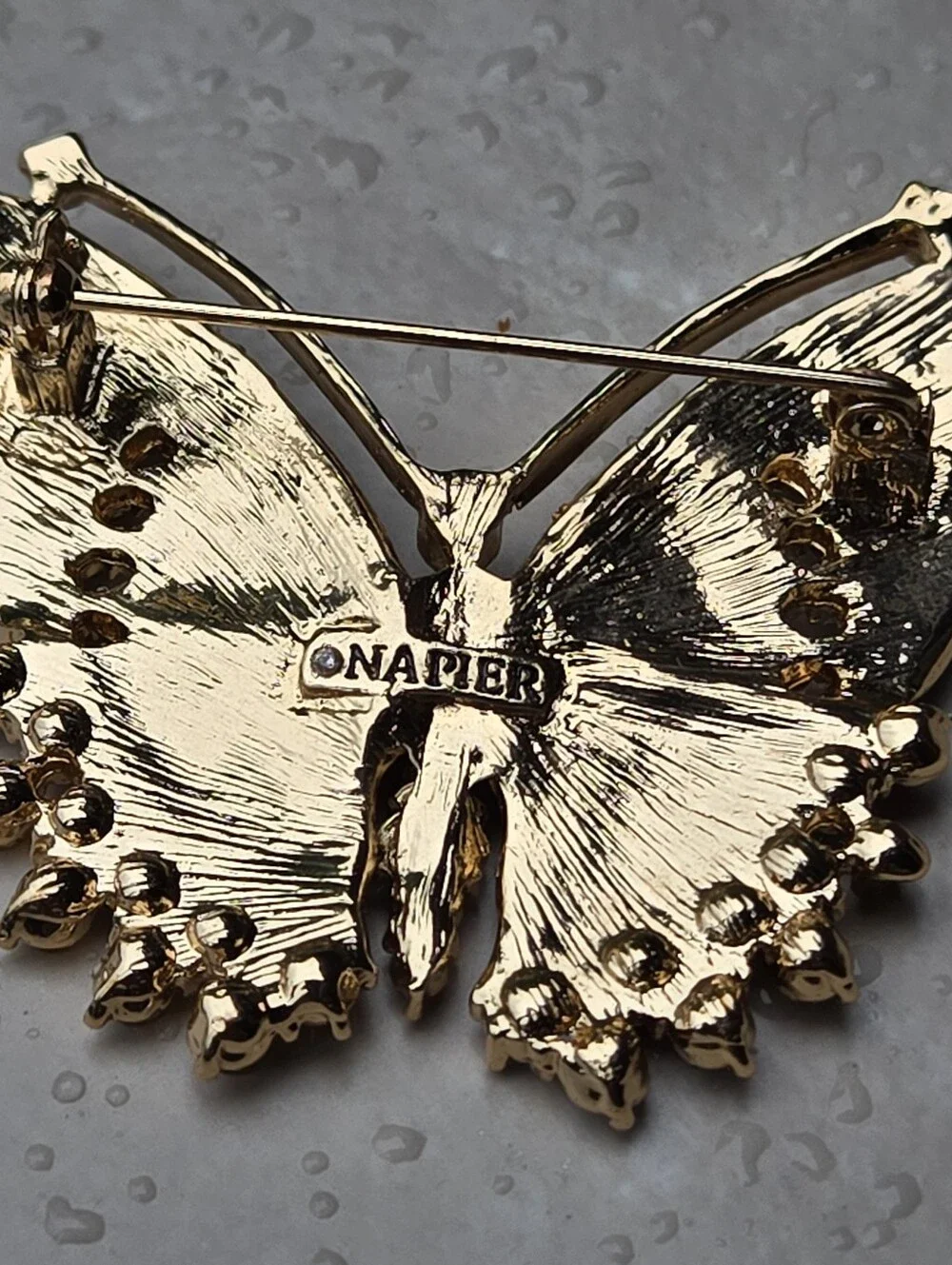 Napier Multicolor Butterfly Brooch with Pink, Green and Gold Tones